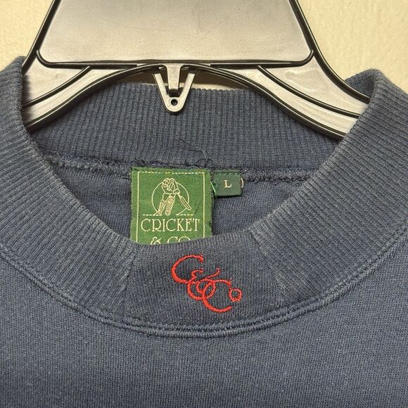 Vtg Cricket & Co Embroidered Horse Ribbon Crewneck Sweatshirt Blue Men L - Picture 4 of 12
